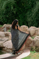 Contemporary Ajrakh Modal Saree With Crafted Tassels