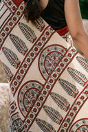 Ajrakh Modal Silk Red and White Saree