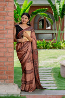 Ajrakh Modal Saree With Handmade Tassels