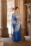 Blue Laheriya Chanderi Saree