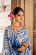 Blue Laheriya Chanderi Saree