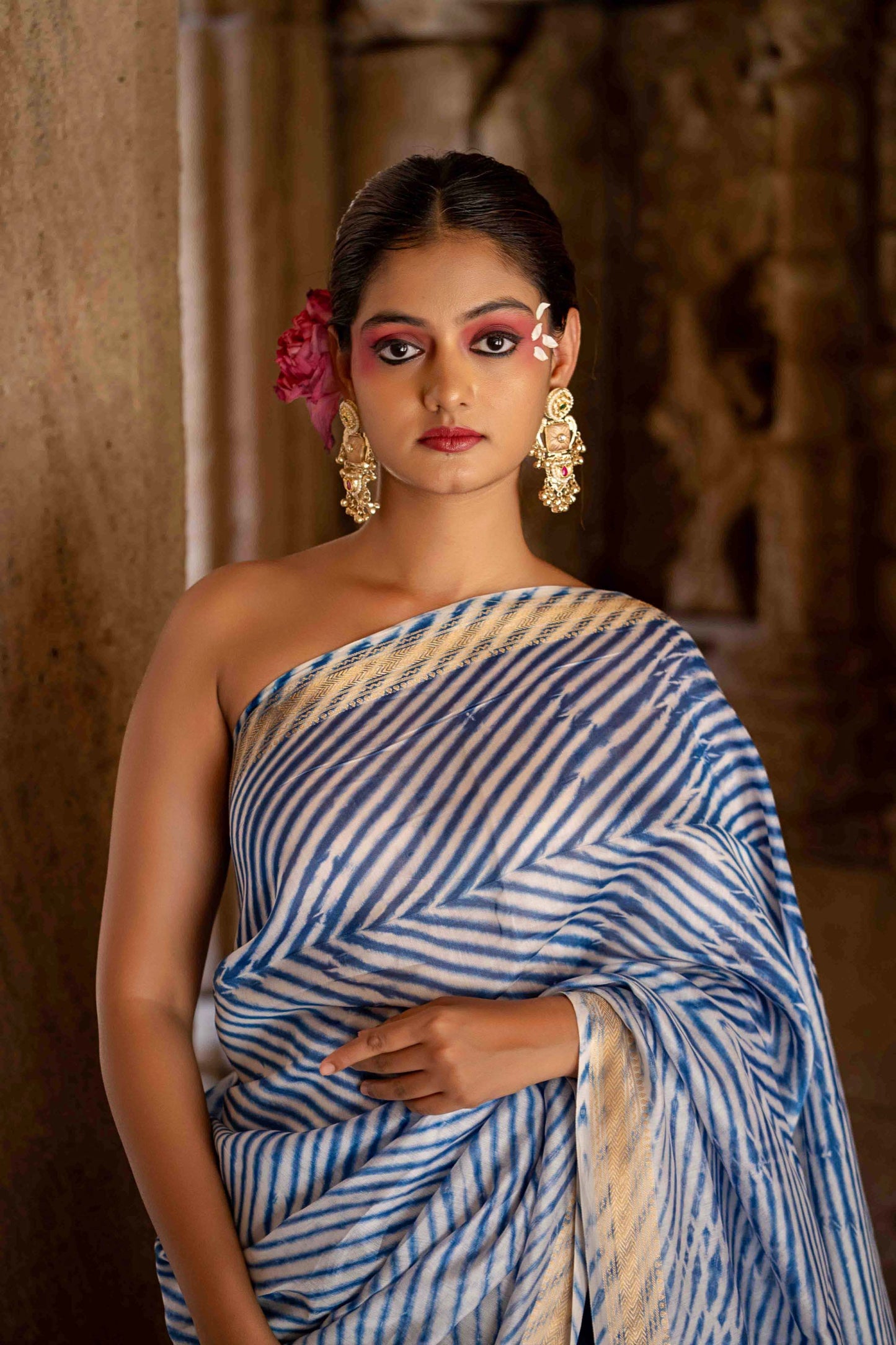 Blue Laheriya Chanderi Saree