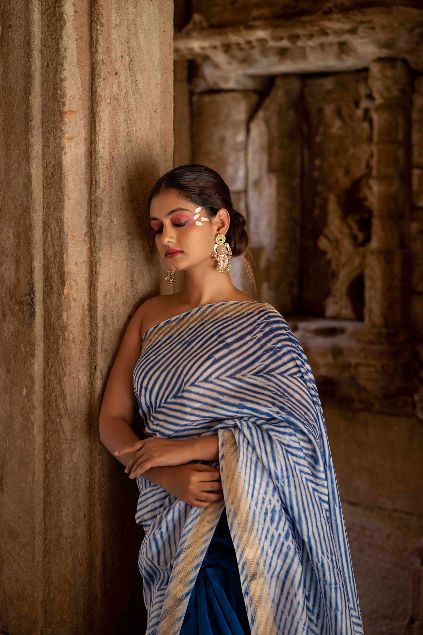 Blue Laheriya Chanderi Saree