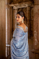 Blue Laheriya Chanderi Saree