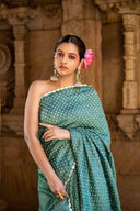 Bandhej Rama Green Saree