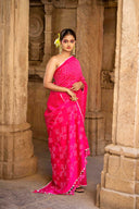 Pink Bandhej Saree  Saree With  Tassels