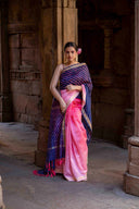 Laheriya Chanderi Purple Saree With Tassels