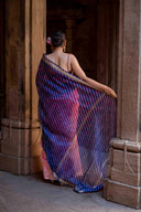 Laheriya Chanderi Purple Saree With Tassels