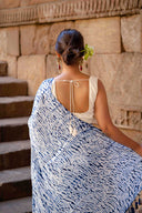 Blue Shibori Modal Saree With Handmade Tassels