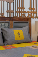 Multi Yellow Aari & Hand Work 9 Block Cotton Bedsheet Set | Craftroots