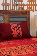 Multi Black Patch Applique Cotton Bedsheet Set | Craftroots