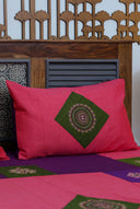 Multi Peach Aari & Hand Work 9 Block Cotton Bedsheet Set | Craftroots