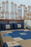 Blue Aari & Hand Work 9 Block Cotton Bedsheet Set | Craftroots