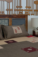 Multi Red & Beige Aari & Hand Work 9 Block Cotton Bedsheet Set | Craftroots