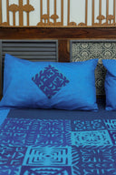 Multi Sky Blue Patch Applique Cotton Bedsheet Set | Craftroots
