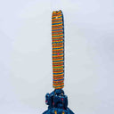 Blue Mashru Potli with Yellow Stripes | Bead & Brass Tikki Handwork | Gramshree