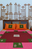 Multi Rust Aari & Hand Work 9 Block Cotton Bedsheet Set | Craftroots
