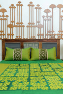 Multi Green Patch Applique Cotton Bedsheet Set | Craftroots