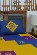 Multi Blue Aari & Hand Work 9 Block Cotton Bedsheet Set | Craftroots