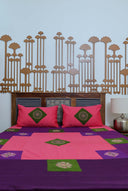 Multi Peach Aari & Hand Work 9 Block Cotton Bedsheet Set | Craftroots