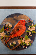 3D Crimson Blossom 7x7 Handpainted Decorative Wall Frame