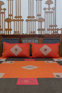 Orange Aari & Hand Work 9 Block Cotton Bedsheet Set | Craftroots
