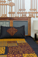 Multi Maroon Patch Applique Bedsheet Set