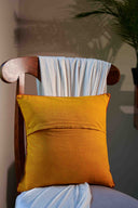 Yellow Saffron Hand Work Cotton Cushion Cover 16x16 | Craftroots