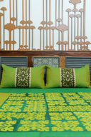 Multi Green Patch Applique Cotton Bedsheet Set | Craftroots