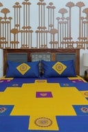 Multi Blue Aari & Hand Work 9 Block Cotton Bedsheet Set | Craftroots