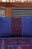 Multi Blue Patch Applique Cotton Bedsheet Set | Craftroots