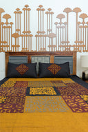 Multi Maroon Patch Applique Bedsheet Set