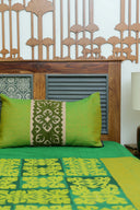 Multi Green Patch Applique Cotton Bedsheet Set | Craftroots