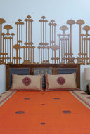 Peach & Ivory Block Print Cotton Bedsheet Set | Craftroots