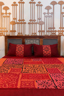Multi Black Patch Applique Cotton Bedsheet Set | Craftroots