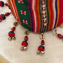 Black Mashru Check Potli with Bead & Brass Tikki Handwork | Gramshree