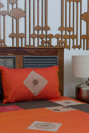 Orange Aari & Hand Work 9 Block Cotton Bedsheet Set | Craftroots
