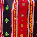 Maroon Mashru Potli with Black & Red Stripes | Bead & Brass Tikki Handwork | Gramshree