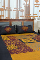 Multi Maroon Patch Applique Bedsheet Set