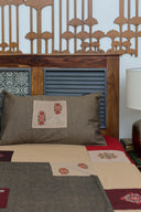 Multi Red & Beige Aari & Hand Work 9 Block Cotton Bedsheet Set | Craftroots
