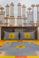 Multi Yellow Aari & Hand Work 9 Block Cotton Bedsheet Set | Craftroots