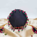 Maroon Mashru Potli with Black & Red Stripes | Bead & Brass Tikki Handwork | Gramshree