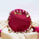 Maroon Mashru Potli with Pink Stripe | Bead & Brass Tikki Handwork | Gramshree
