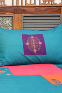 Multi Peach Aari & Hand Work 9 Block Cotton Bedsheet Set | Craftroots