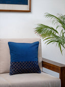 Shades of Blue Cotton Hand-Woven Cushion Cover