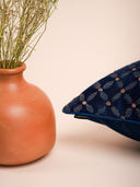 Shades of Blue Cotton Hand-Woven Cushion Cover