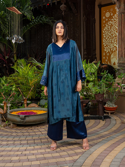 Chanderi Kurta Set With Badla Work