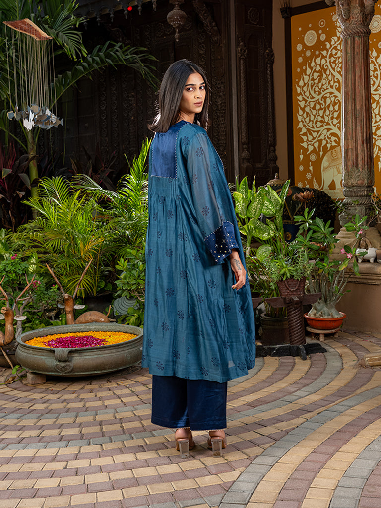 Chanderi Kurta Set With Badla Work