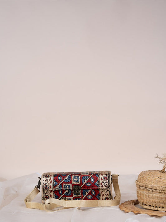 Beige Square Ajrakh Wooden Sling Big