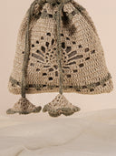 Rectangular Doted Crochet Jute Potli